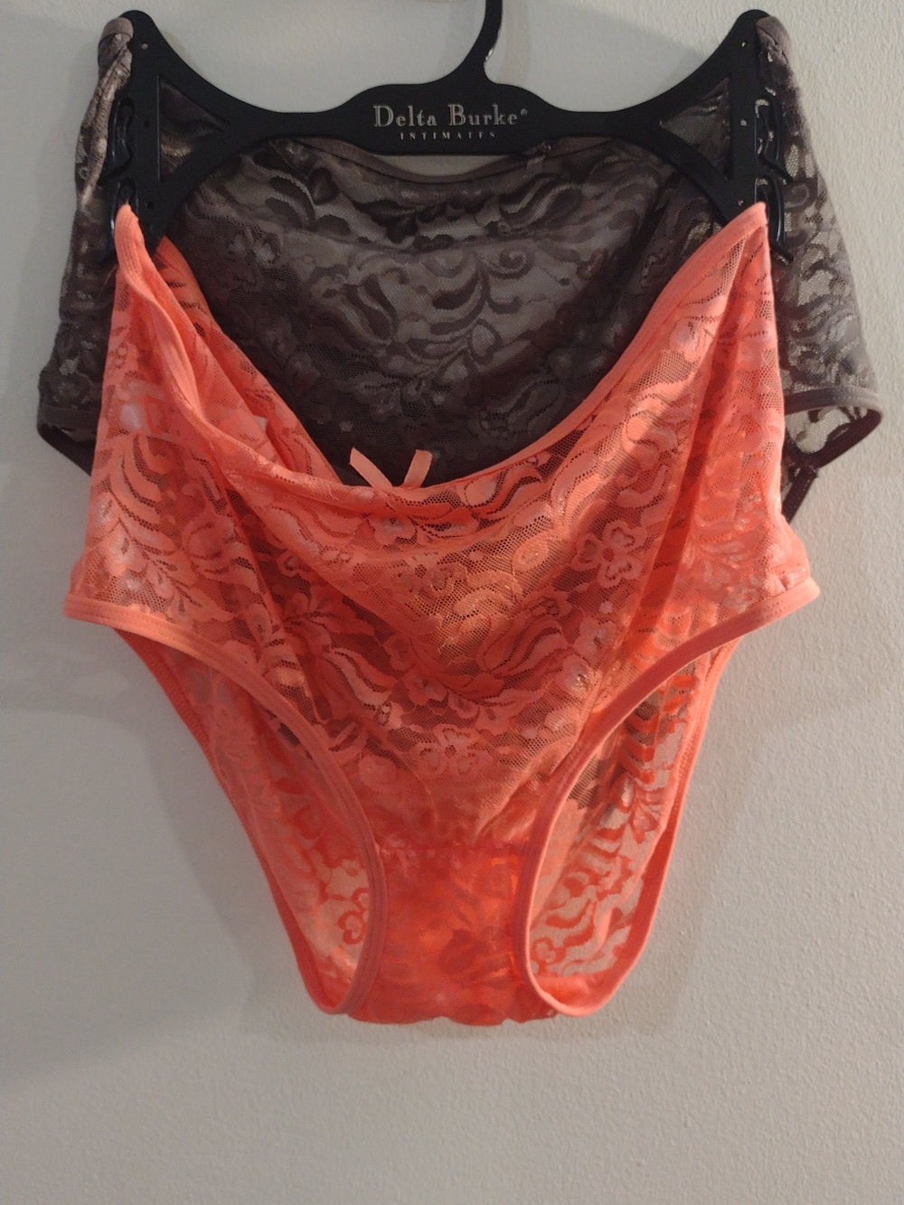Delta Burke Orange Lace Bikini Panty - Floral Sheer Women’s Intimates